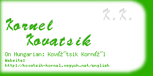 kornel kovatsik business card